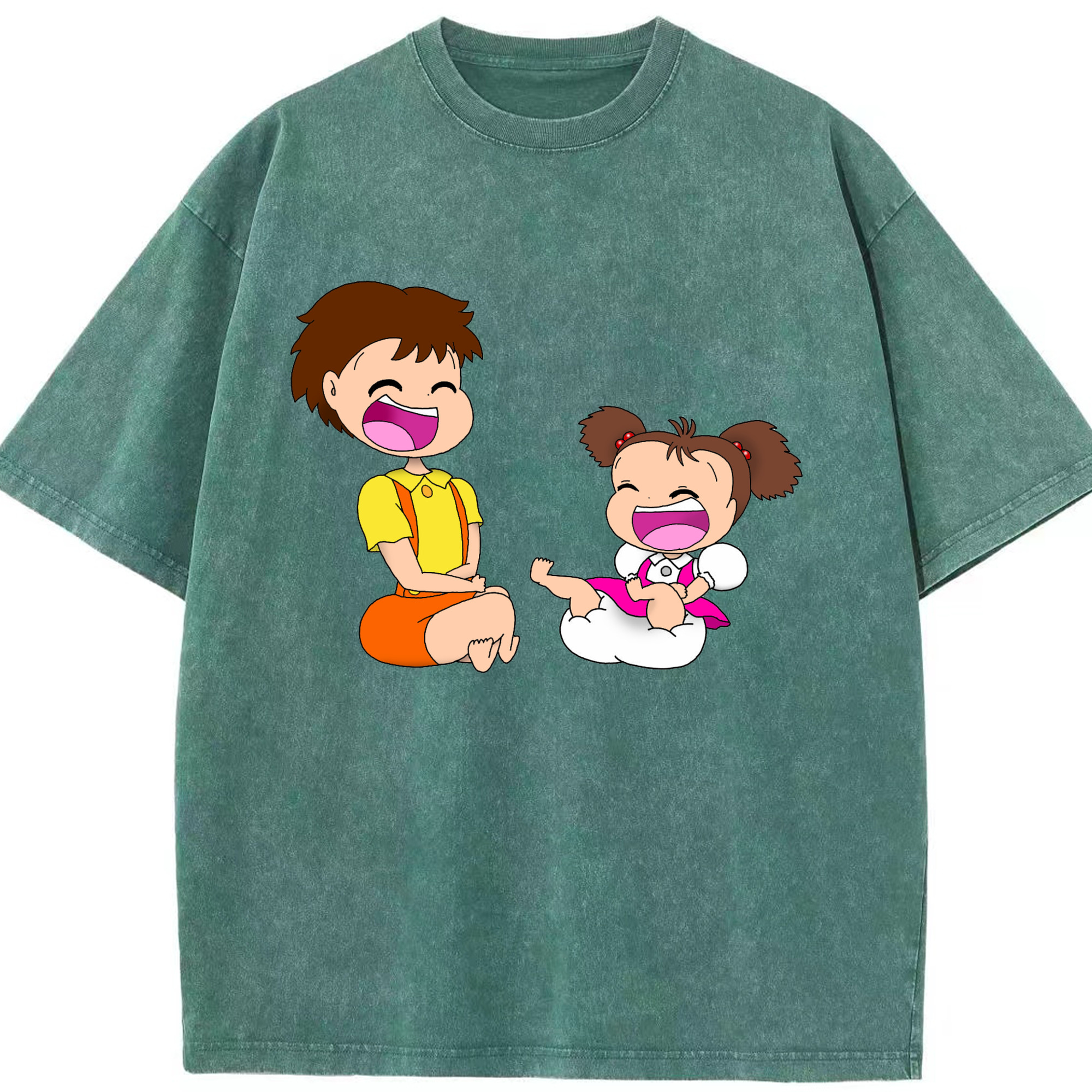 （画像用） となりのトトロ 草壁メイ 草壁サツキ My Neighbor Totoro Satsuki Kusakabe Mei Kusakabe 綿100% ヴィンテージ風 半袖Tシャツ（フロントプリント）